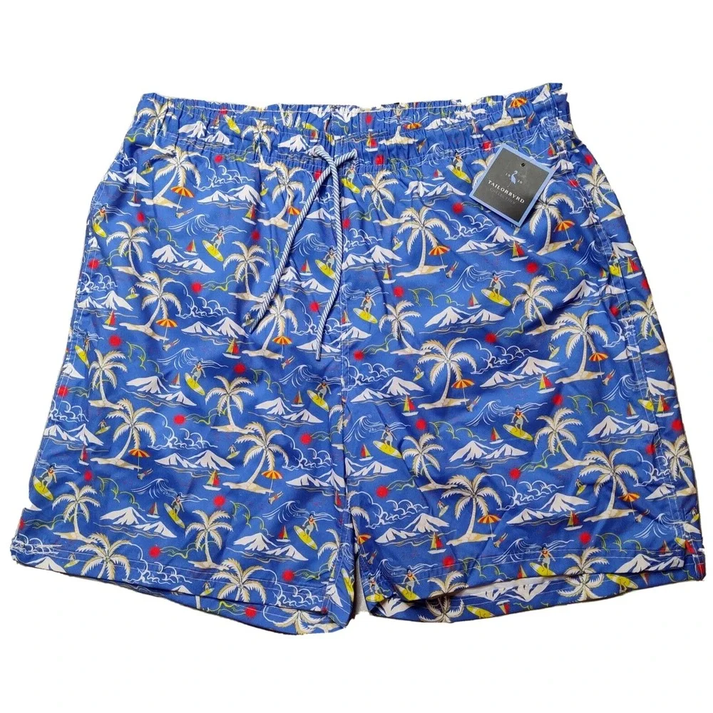 TAILORBYRD Men Size‎ Medium Blue Hawaiian Surfer Brief Lined 7